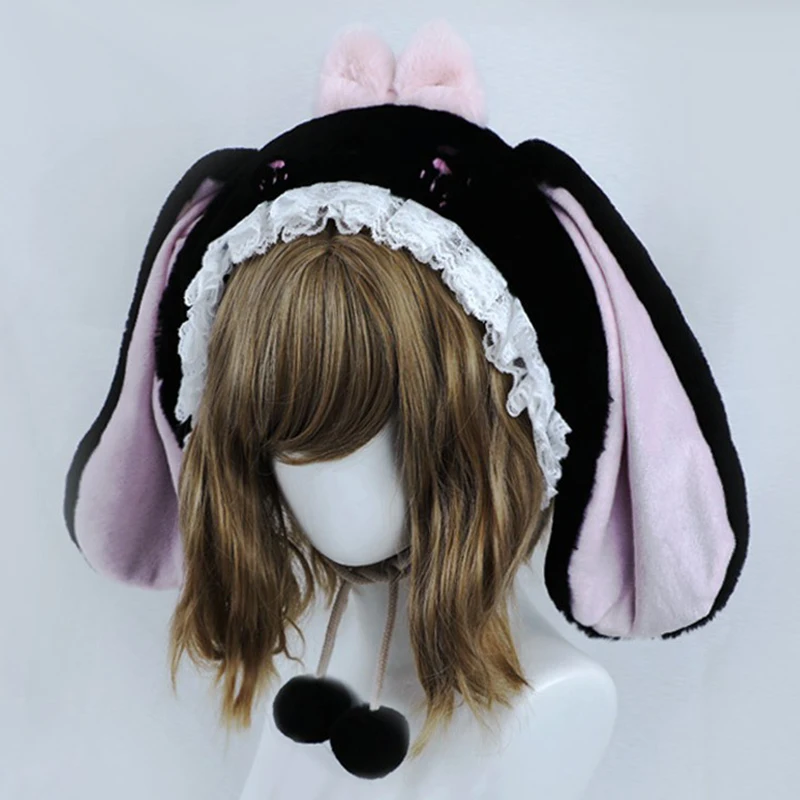 

Furry Rabbit Ears Hats Kawaii Animal Coaplsy Props Lolita Costume Headwear Cat Ears Hat Carnival Accessories Anime Headdress