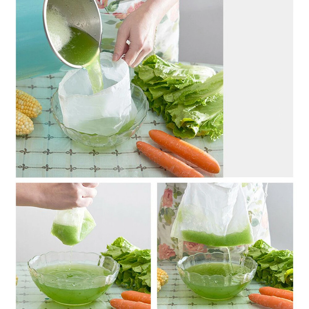 

2 pcs Nut Milk Bag Reusable Food Strainer Fruit Juice Filter Pouch Soy Yogurt Cheese Maker Bag No Residues Easy Clean