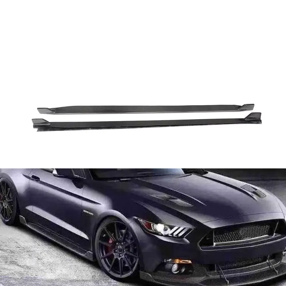 Carbon Fiber Car Side Skirts Extension for Mustang GT Coupe 15-17