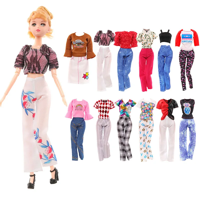 

Random 4Pcs Fashion Daily Wear Casual Outfits Vest Shirt Skirt Pants Dress Dollhouse Accessories Clothes for 30cm Doll Kids Toy