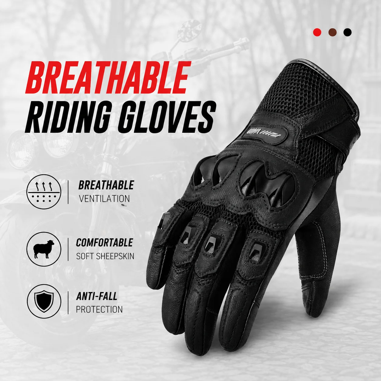 

Motorcycle Riding Gloves Men Genuine Leather Vintage Breathable Spring Summer Anti Slip Road Rally Motorbike Protection Count