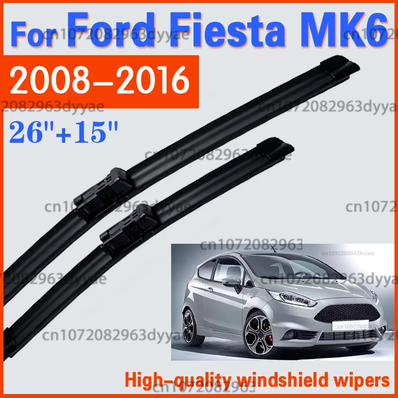 For Ford Fiesta MK6 2008-2016 Car Front Wiper Blades Soft Rubber Windscreen Wipers Auto Windshield 26