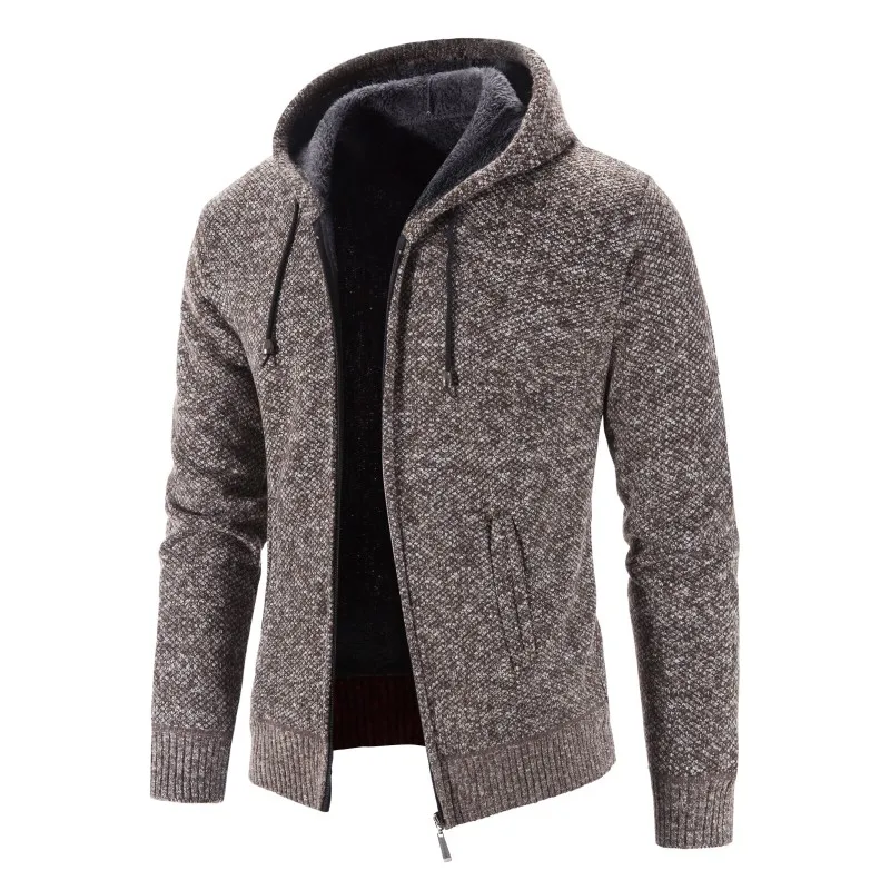 Men Hooded Jackets Cardigan Sweatshirts Hooded Sweatercoats Winter Thicker Warm Sweaters Casual Cardigans Hoodies Slim Fit Coats