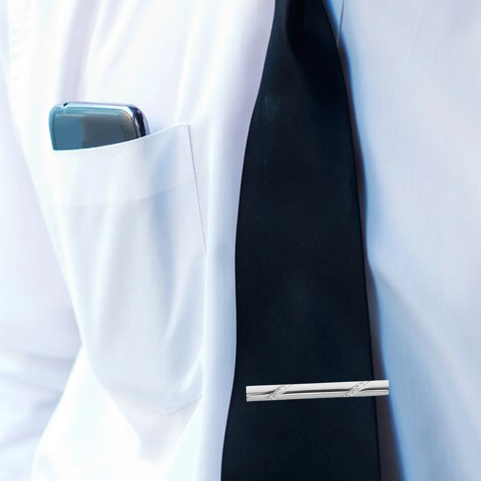 

3Pcs Carved Glossy Tie Clasp for Men Elegant Floral Engraved Design Shiny Metal Necktie Pin Business Party Favor