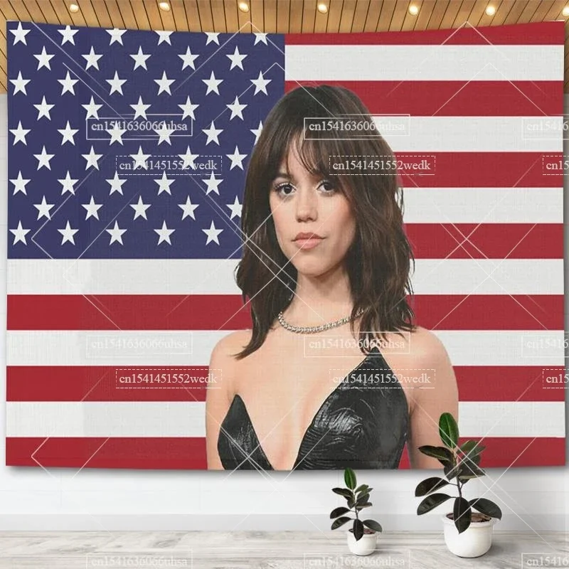 Jenna ortega amerikanische flagge wand kunst tapisserie film kunst plakate meme tapestrys ästhetische tapisserien haus und garten flaggen für fan