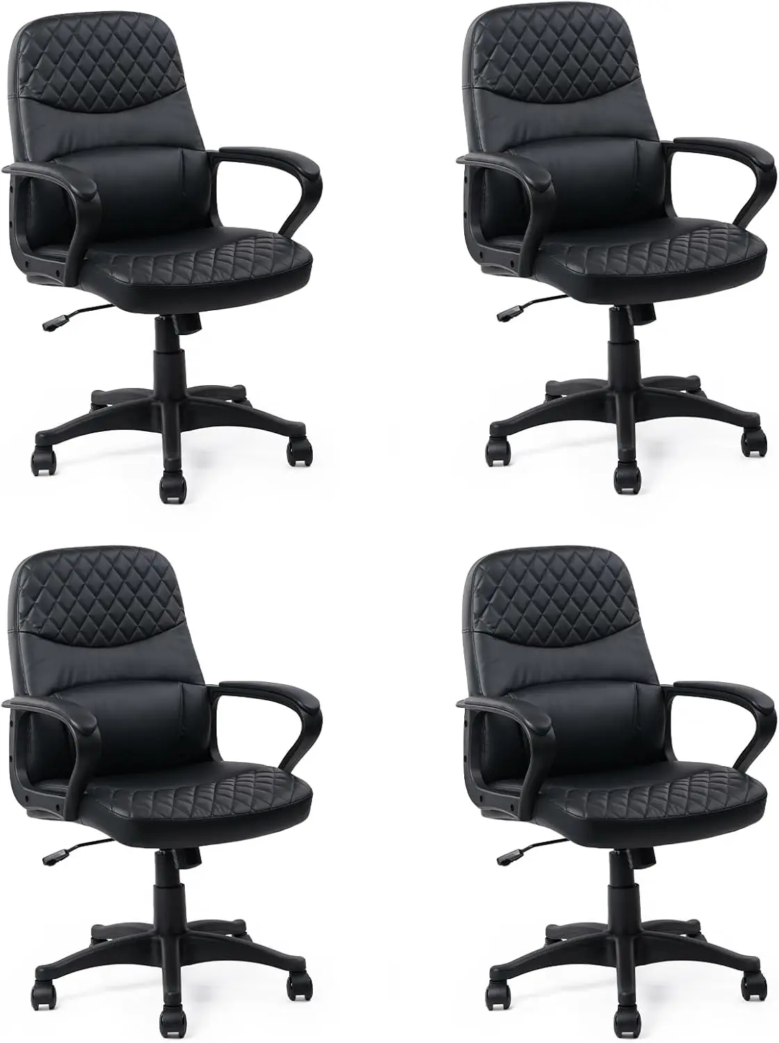 

Office Chair - Mid Ba Leather Computer Desk Chair With Wheels, Ergonomic Executive Swivel Chair With Lumbar Support, Armrest