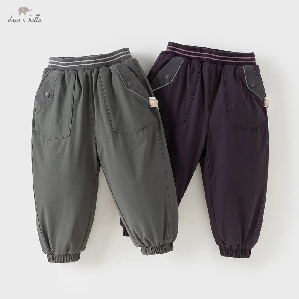 Dave Bella Boys Girls Cotton Pants Autumn Winter Baby Thicken Trousers Elastic Waist Plush Outerwear Children Clothing DB4254072