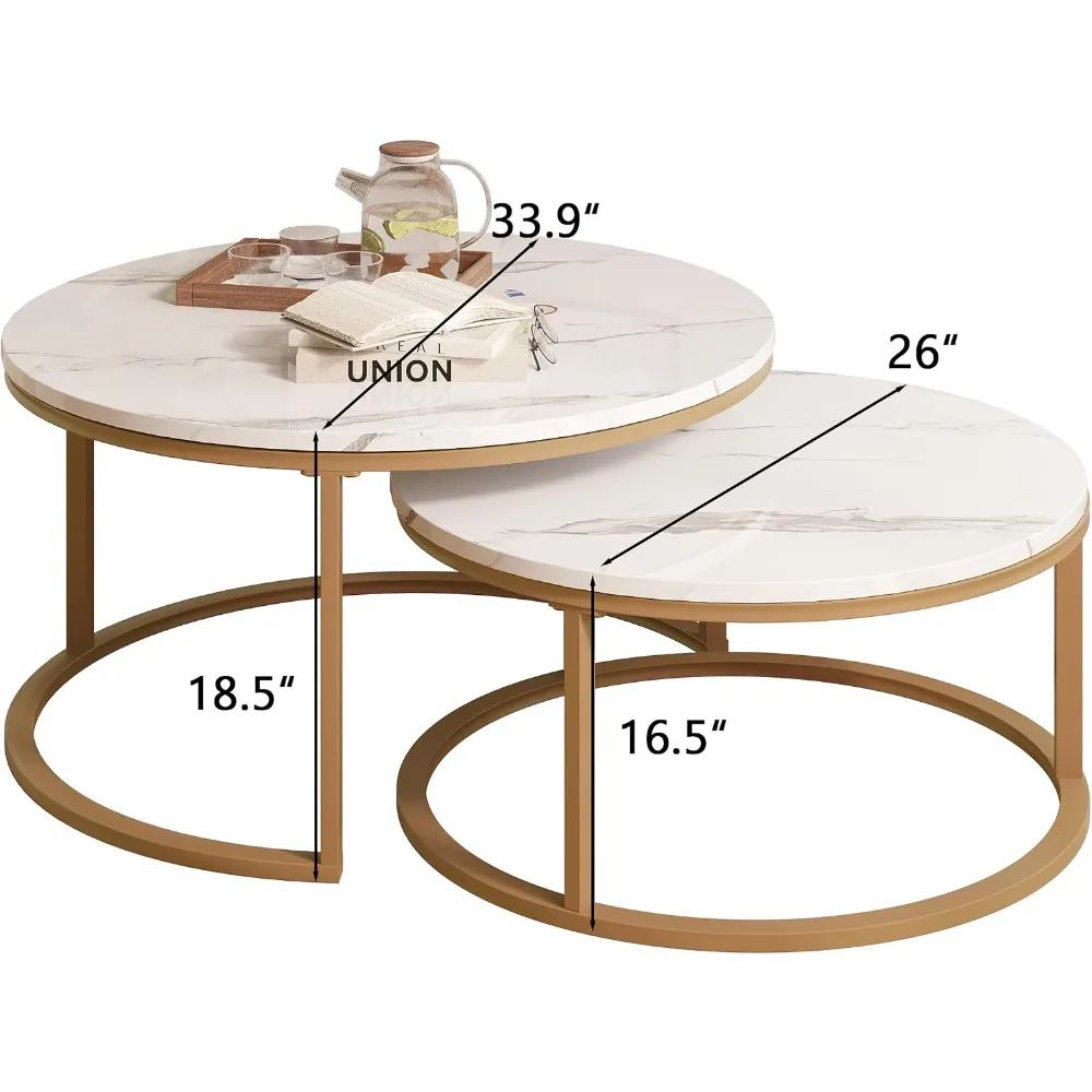 Round Coffee Table Set of 2, 34