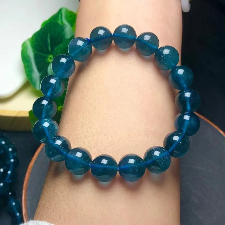 Natural Blue Fluorite Quartz Gemstone Bracelet 8mm 10mm Clear Round Beads Blue Fluorite Women Men Love Gift AAAAA