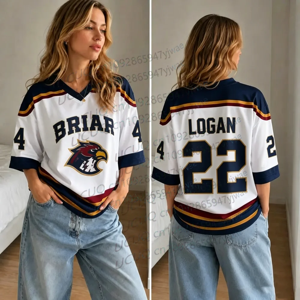 2026 Neuer Film Off Campus Briar University Damen-Trikot Graham 44 DI LAURENTIS 66 Tucker 46 T-Shirt V-Ausschnitt Kurzarm-T-Shirt – Detail 3