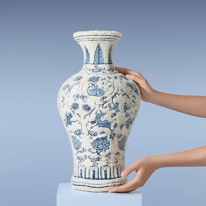 Guanyin bottle, blue and white, zodiac miscellaneous treasure plush high-end design creative decoration arrangement