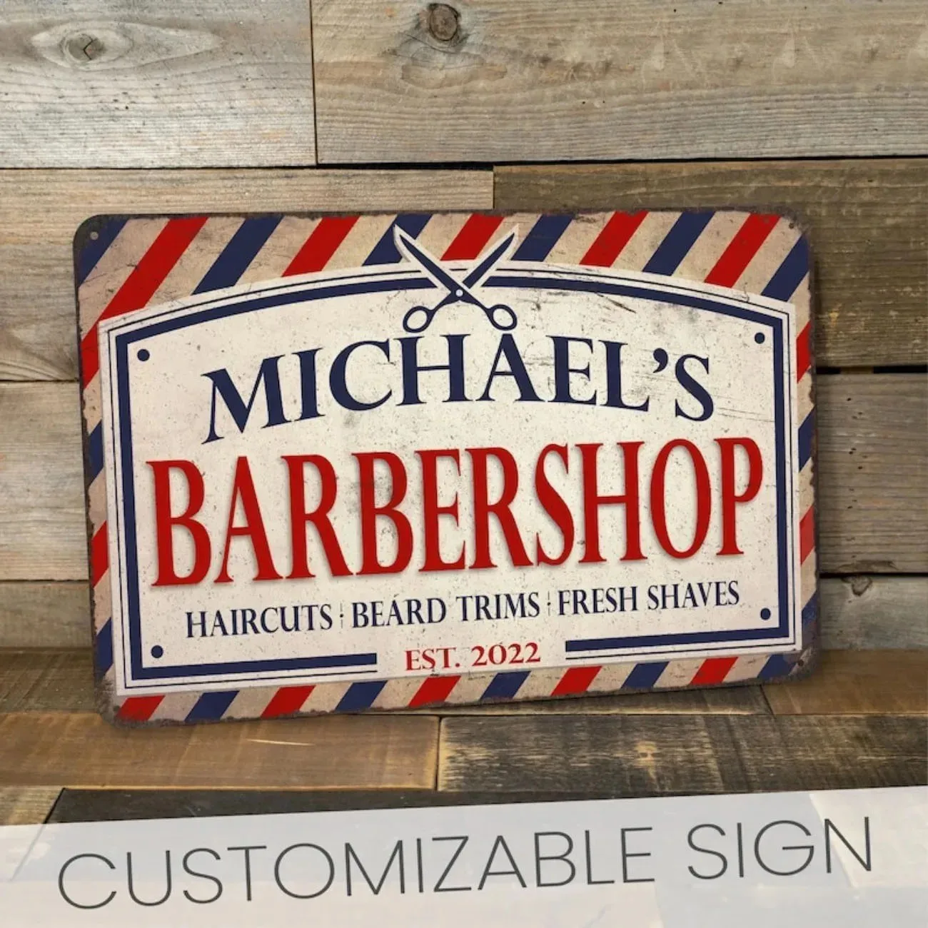 

Металлическая табличка для парикмахерской, 1 шт., 11,8x7,87 дюйма, персонализированный декор для салона, идеальный подарок на открытие магазина, только декоративный элемент.