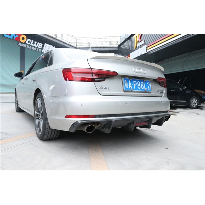 For Audi A4 S4 B9 Sports Version 2017 2018 2019 2020 Carbon Fiber Rear Lip Spoiler Bumper Diffuser Car Accessories