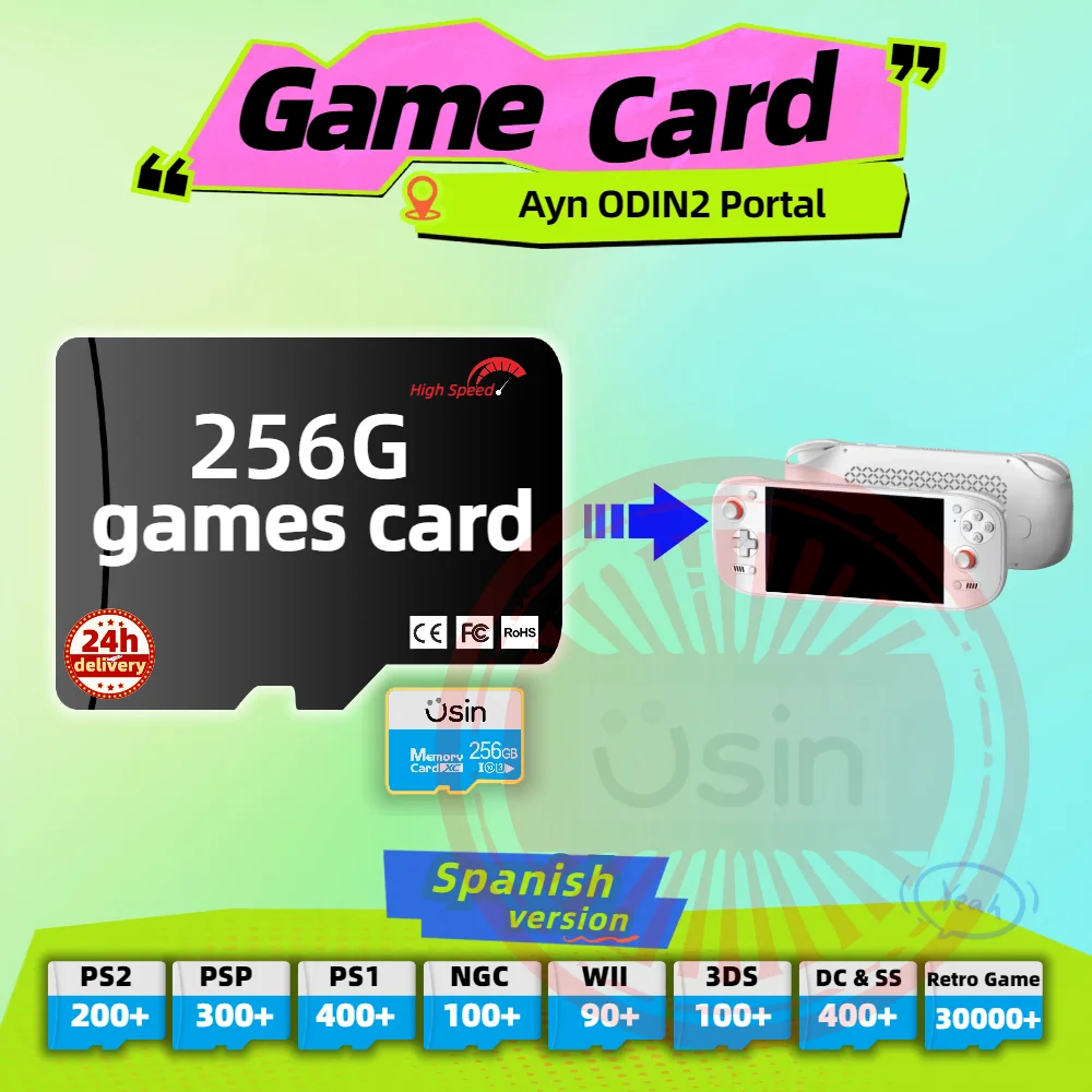 Memory Game Card For Ayn ODIN2 Portal Spanish version Retro PS2 PSP Games Android Gaming portable Console SD TF H-speed 256G