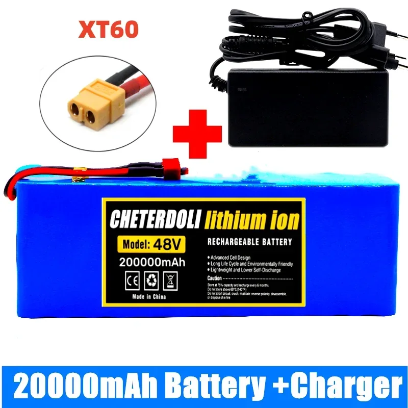 E-Bike Battery 48V 20Ah 18650 Lithium Ion Battery Pack 13S3P E-Bike Conversion Kit Bafang 1000W and 54.6V 2A Charger + XT60 Plug image 3
