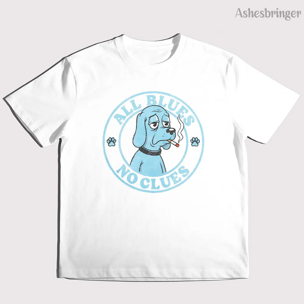 T-shirt en coton pour hommes et femmes, motif All Blues, No Clues, de haute qualité, style décontracté, pour hommes et femmes