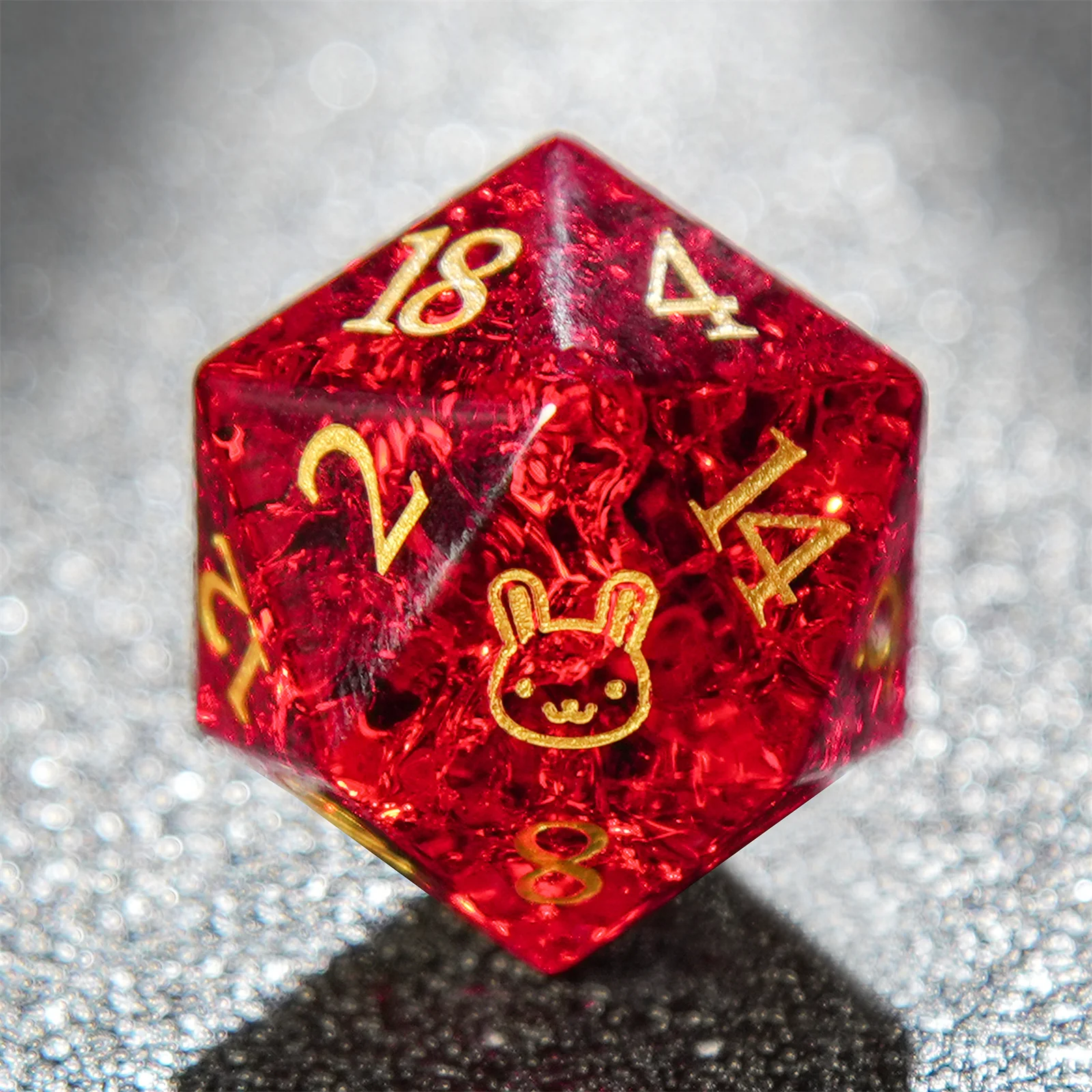 7 Uds. DND Rabbit Logo Burst dados de piedras preciosas de cristal rojo dados poliédricos de múltiples caras para juego D & D COC juego de rol mesa RPG