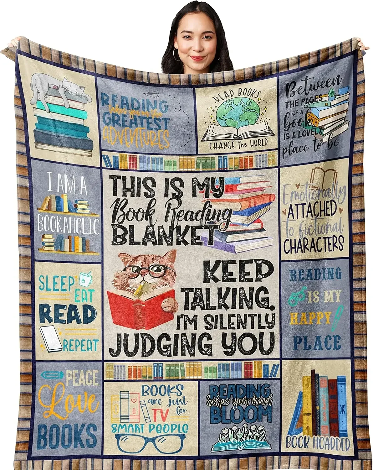 Gifts for Book Lovers Women/Readers, Librarians, Book Clubs/Bookworms/Reading Gifts, Literary Gift Blankets Lankybox Mexican