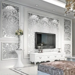 Non-Self-Adhesive European style non-woven wallpaper classic wall paper roll purple/grey wallcovering luxury wallpaper