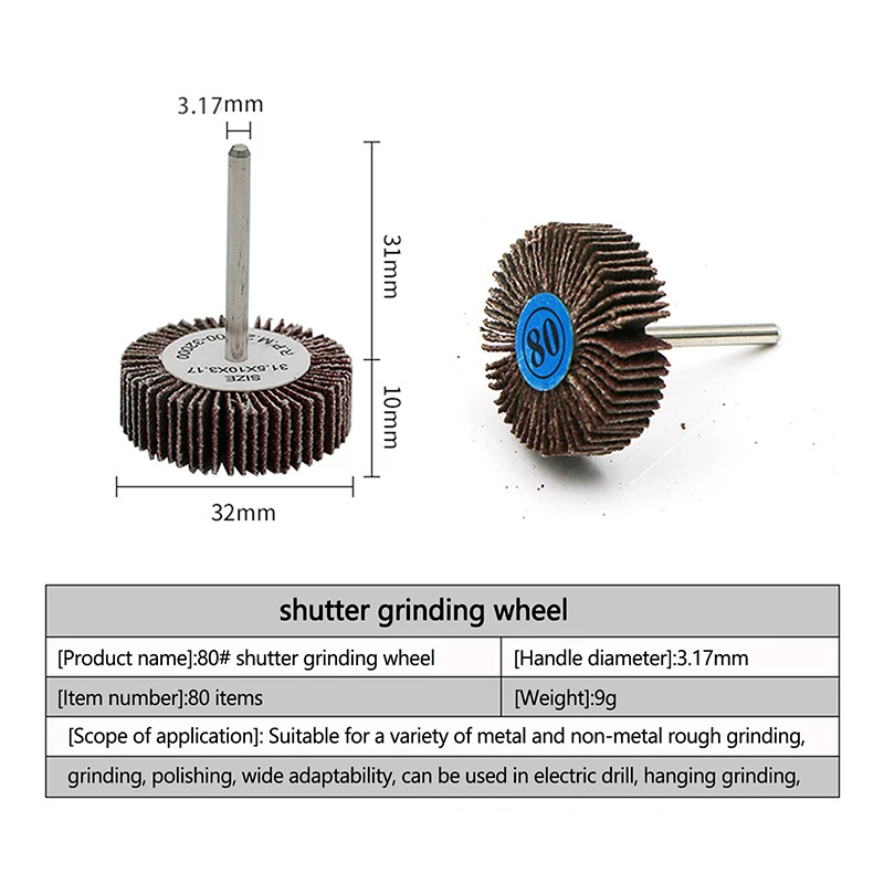 10 قطعة كوة 80 حصى طحن الرملي الصنفرة عجلة برفارف أقراص 3.0 مللي متر عرقوب مصراع إطارات لامعة للأدوات الدوارة