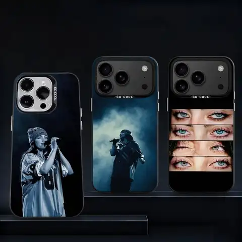 B-Billie-B-BLUE E-Eilish Phone Case For iPhone 17,16,15,14,13,12,11,Pro,XS,Max,Plus,Mini,SE4,E Black Matte Shockproof Cover