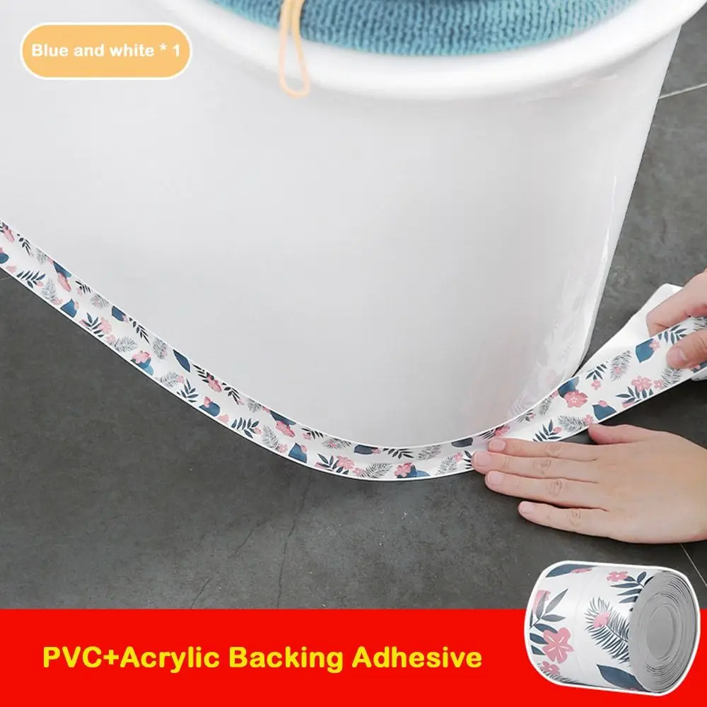Cinta de calafateo impermeable, cinta de sellado autoadhesiva de PVC para fregadero, Protector de borde de inodoro con impresión a prueba de moho para encimera de baño