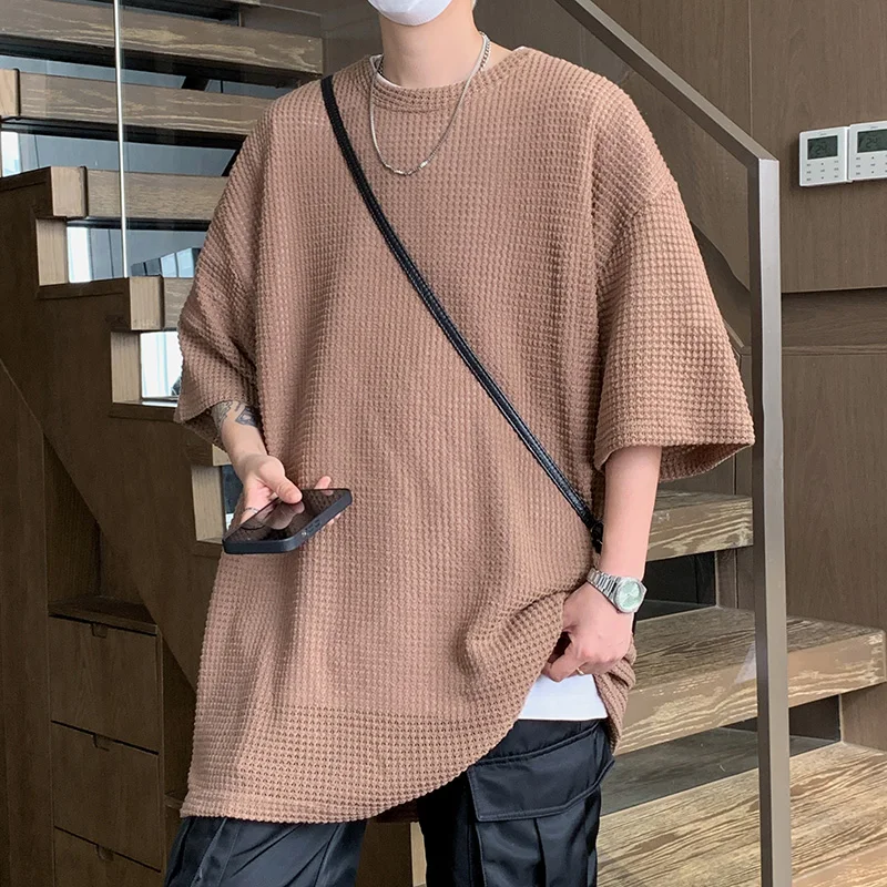 Summer Men T-shirts Oversized Thin Mesh Breathable Short Sleeve Tops Tees Boys Streetwear Hip Hop White Black Casual Clothes Man