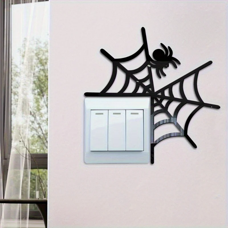 2D Spider Halloween Acrylic Outlet Cover - Creative Flat Socket Wall Decor