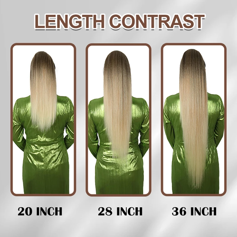 Julianna Synthetic Hairpieces 36 Inch Long Straight Drawstring Ponytail Fake Tails Natural Soft Clip in Hair Extension