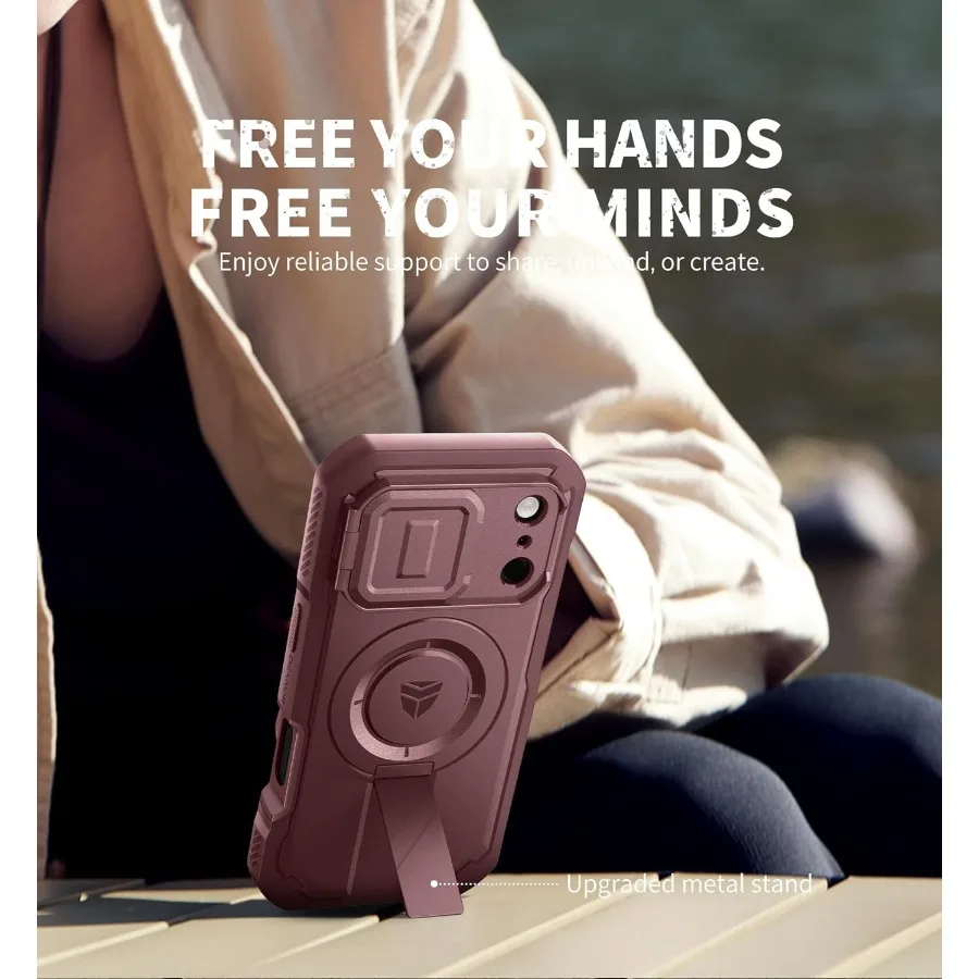 Per la custodia per iPhone 17 Pro con doppio telaio frontale e cover per fotocamera flip integrata con cavalletto incorporato