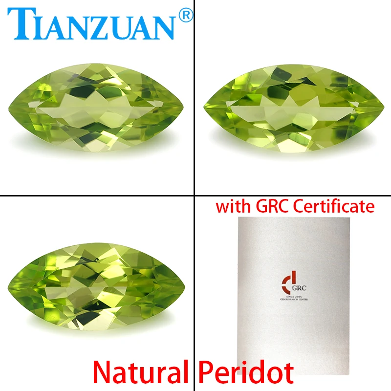 

1CT Natural Peridot Yellowish Green Color Marquise Shape Brilliant Cut Loose Gem Stone with GRC Certified