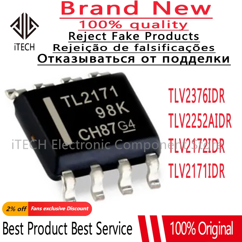 1pcs 100% NEW TLV2171IDR TL2171 TLV2172IDR TL2172 TLV2252AIDR V2252A TLV2376IDR SOIC8 SOP8 Brand New Original Chips Ic