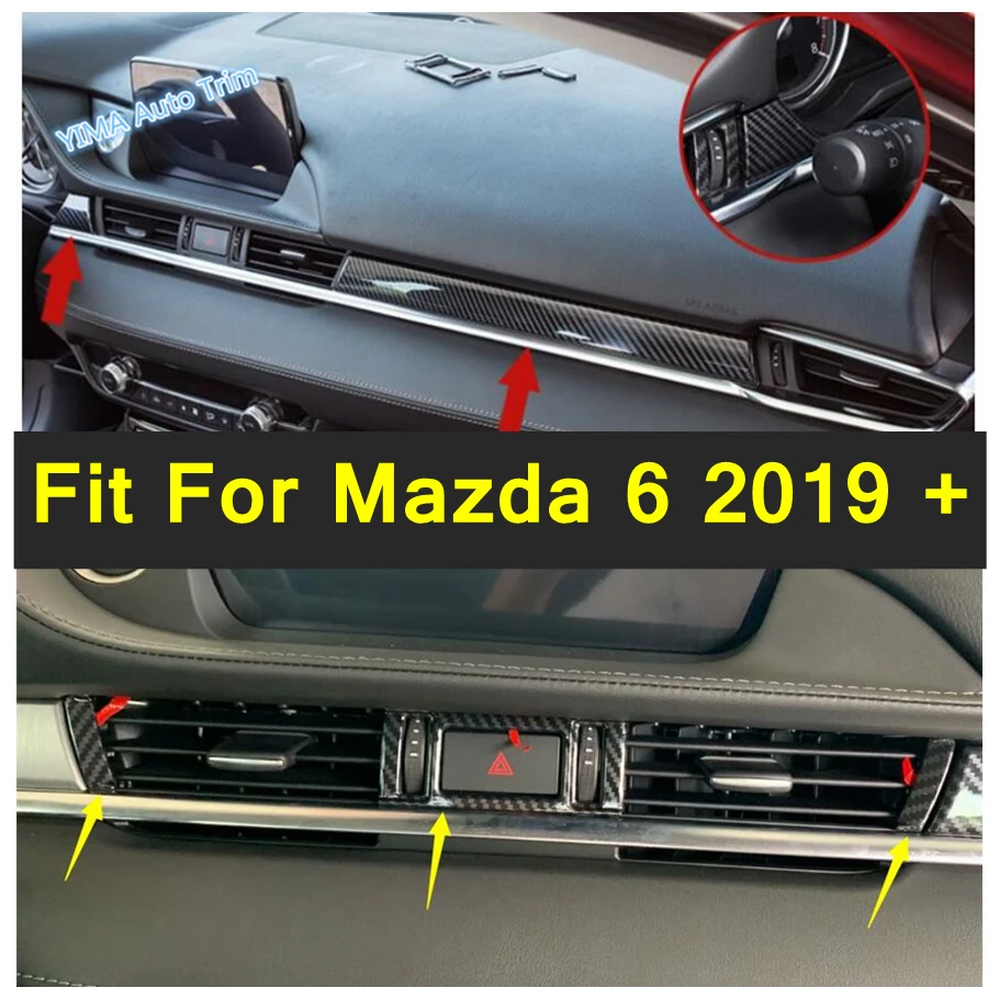 

Car Acesssories Central Control Instrument Strip & Air AC Outlet Vent Decor Cover Trim For Mazda 6 2019 - 2024 Carbon Fiber Look