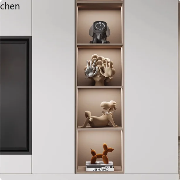 CZ Italian Style Home Living Room Wine Cabinet TV Cabinet Ornament Open Grid Niche High-End Artistic Decoration