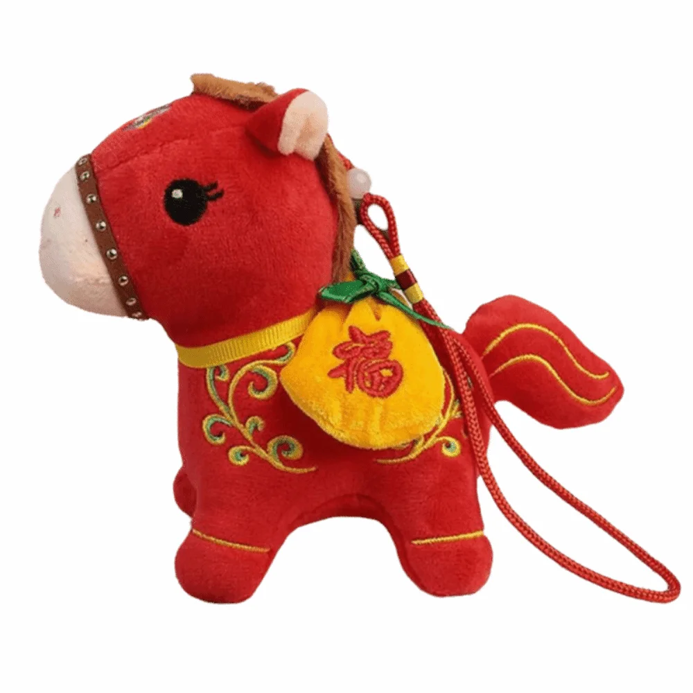

Traditional Cartoon Horse Stuffed Pendant Red Animal Chinese Zodiac Horse Lucky Cute Pony New Year