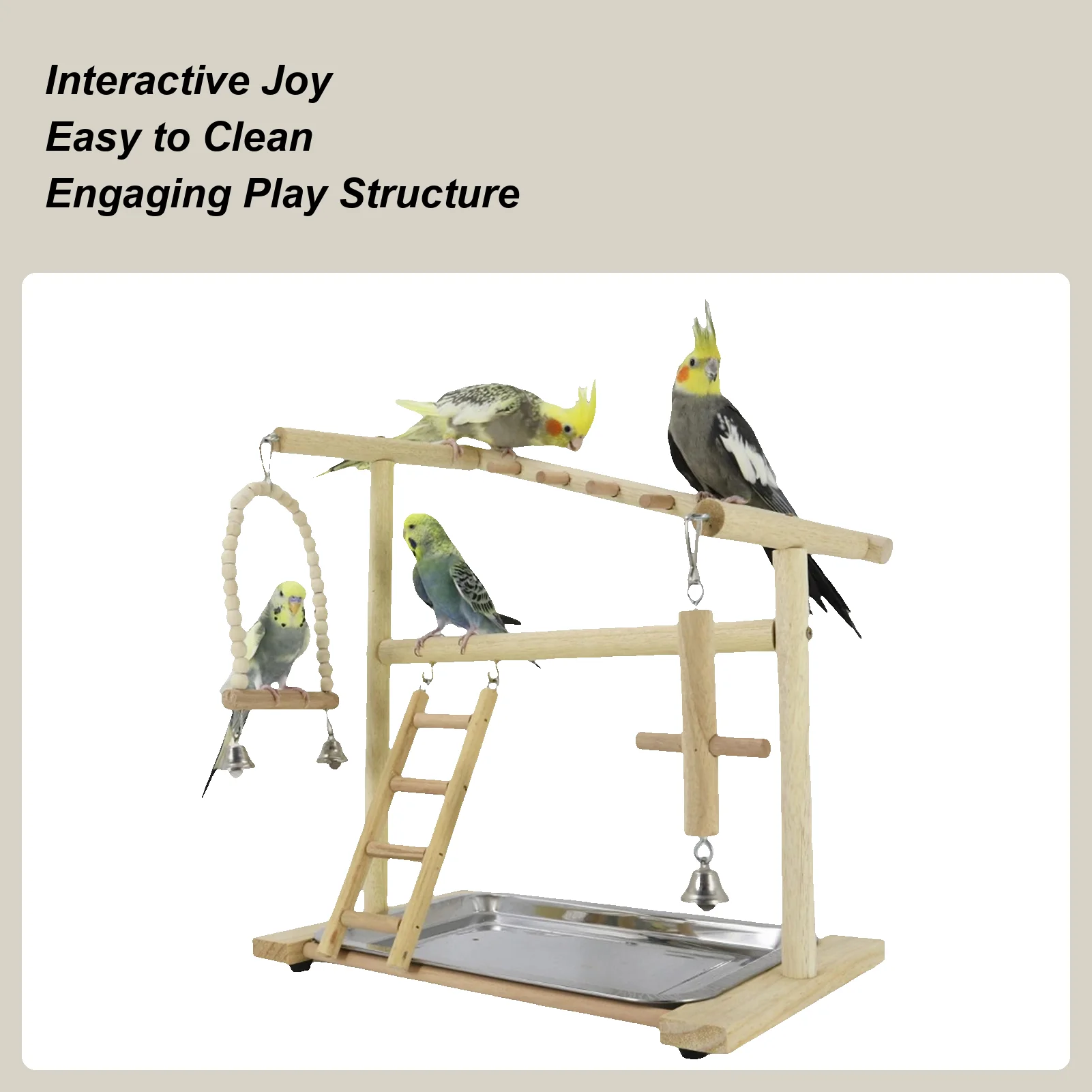 

Подставка для птичьего окуня, стоячая стойка, лестницы, качели со съемным подносом из нержавеющей стали и чашкой, деревянная подставка для попугая