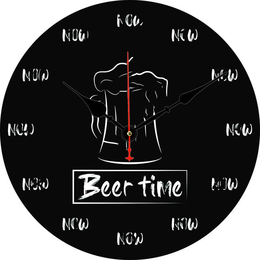 Reloj de pared redondo Beer Time, sala de estar, dormitorio, cocina, decoración del hogar, reloj de pared, reloj de cuarzo silencioso, artículos de decoración del hogar