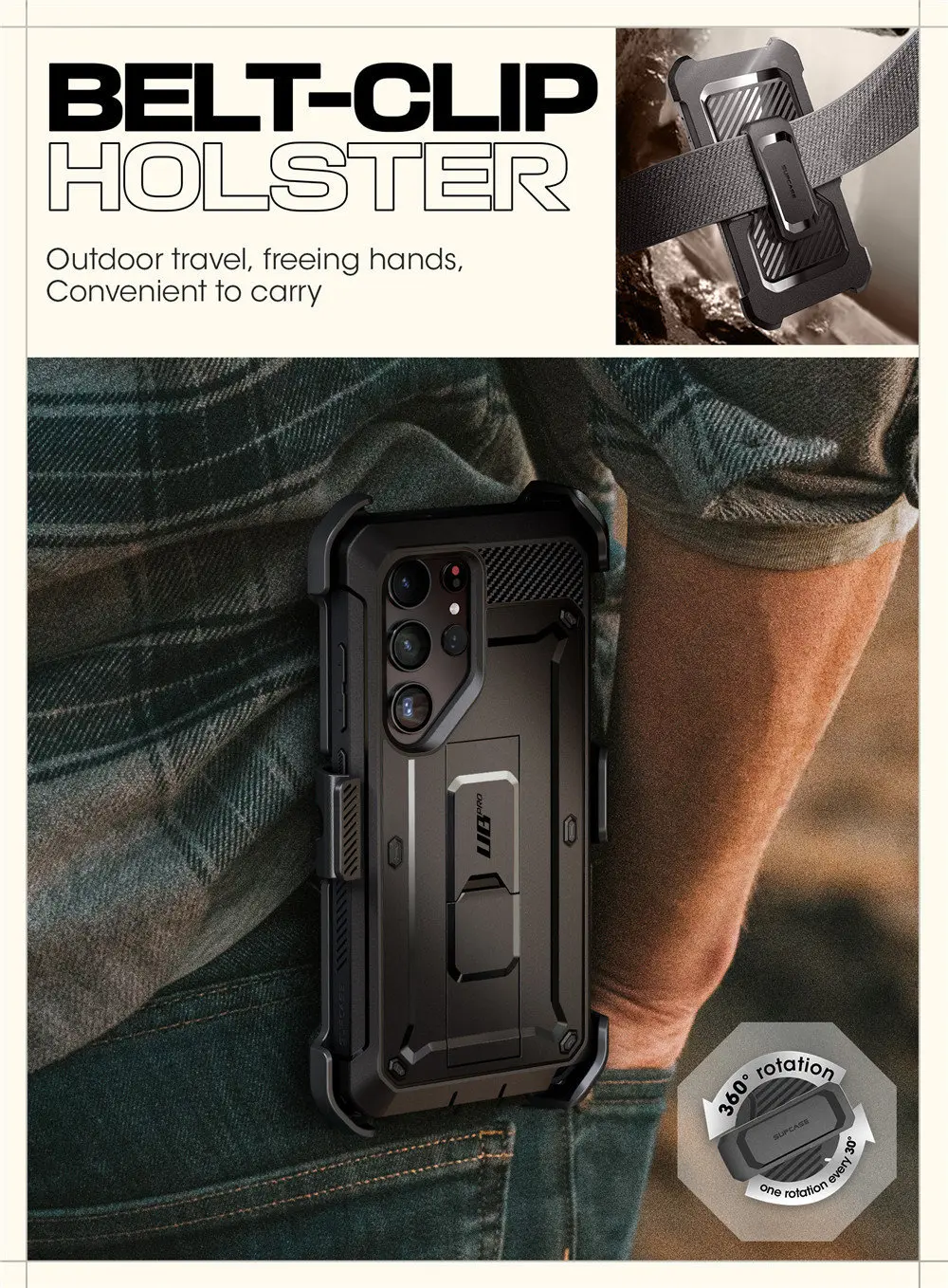 For Samsung Galaxy S24 Ultra Case 2024 SUPCASE UB Pro Full-Body Dual Layer Rugged Belt-Clip Case with Built-in Screen Protector