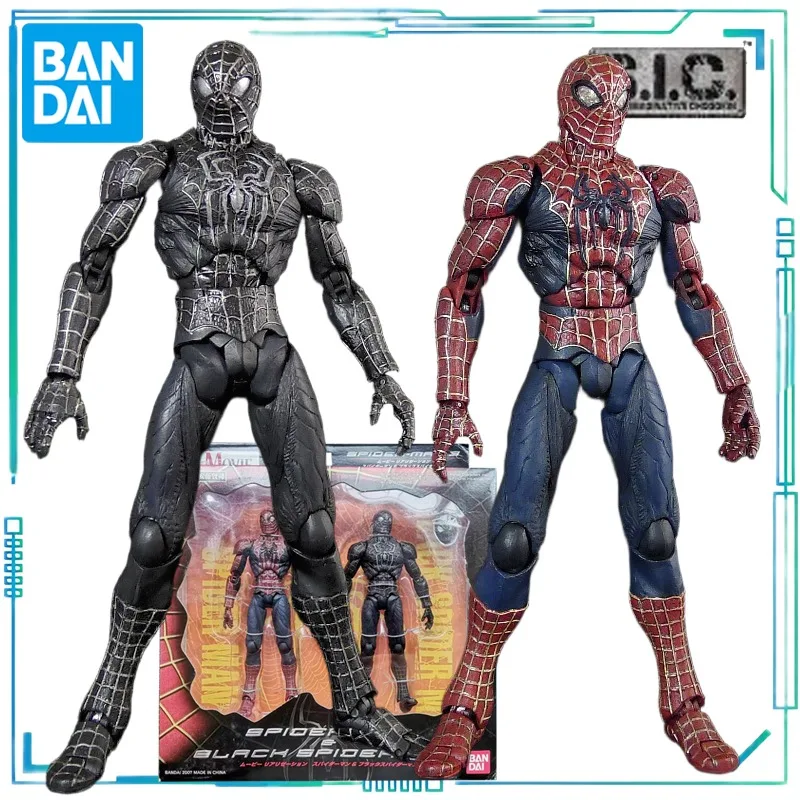 BANDAI Genuino S. I.C. Serie de juguetes móviles, REALIZACIÓN de película, Spider Man y Black Spider, producto terminado, modelo coleccionable
