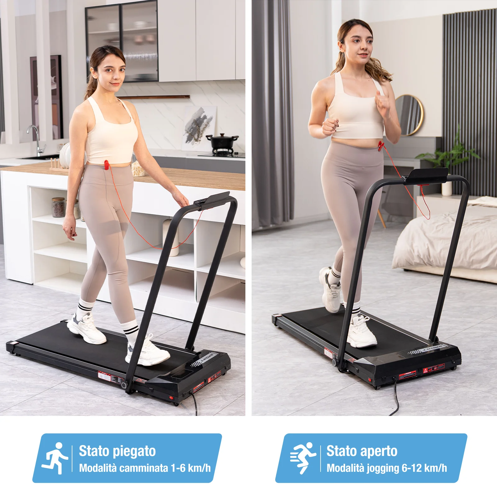 CITYSPORTS PRO Laufband, Laufband mit 3,4 % Steigung, faltbares Design, 1–12 km/h, 1400 W leistungsstarker Motor, 120 kg, rutschfester Laufgürtel – Detail 4