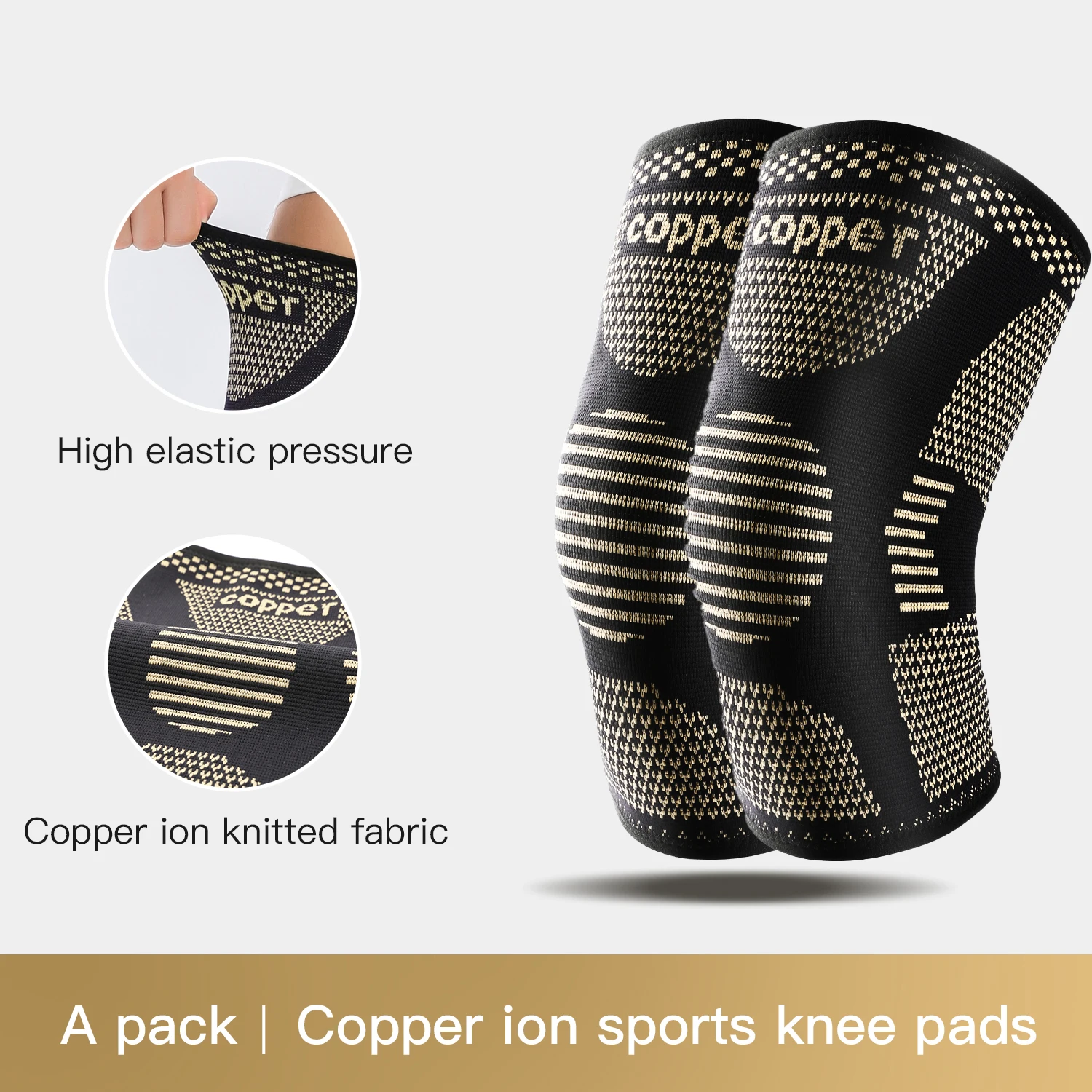 Koperen kniebrace voor artritis pijnondersteuning - Koperen kniebandage voor kniepijn Compressiebandage voor sport, kniepijnverlichting - afbeelding 1