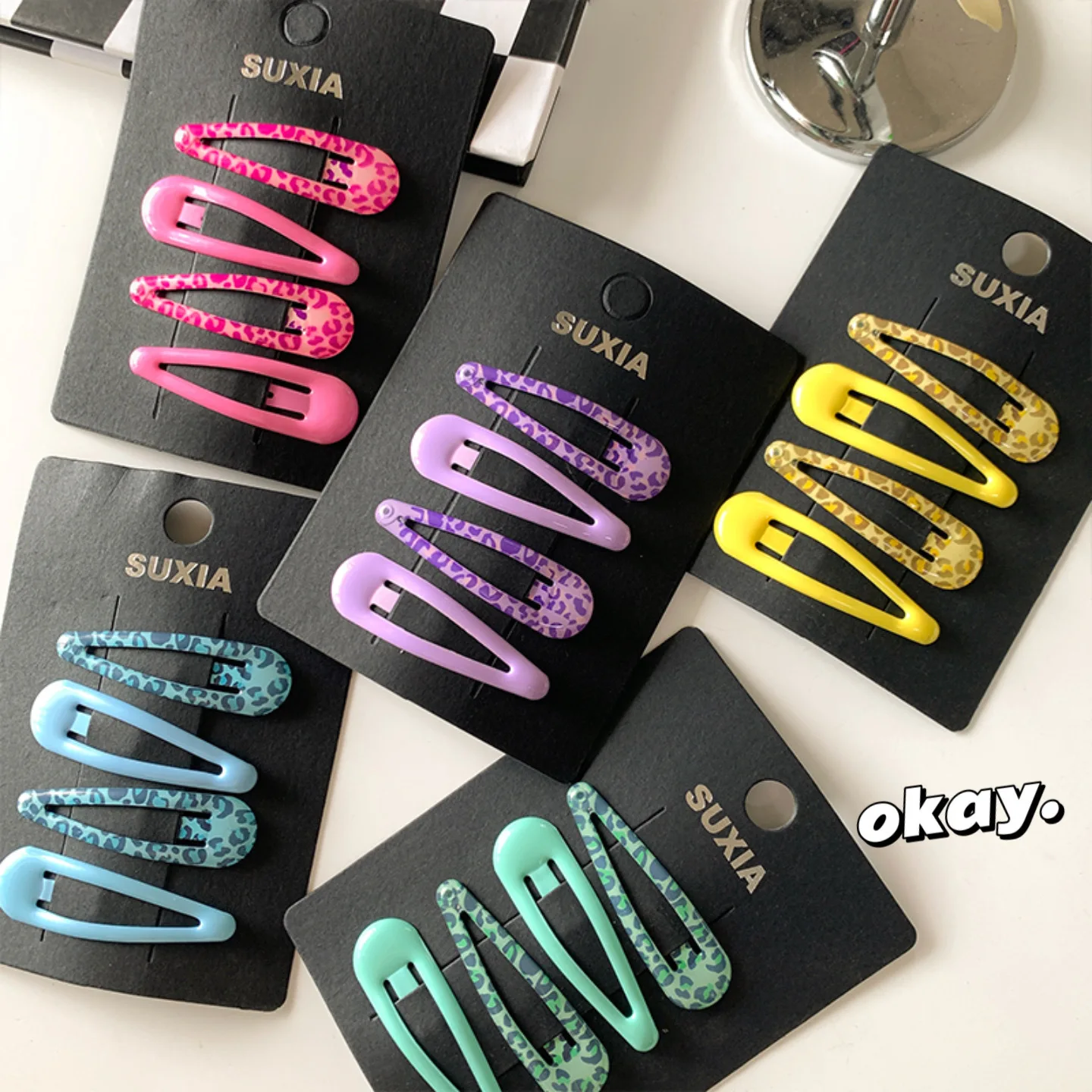 4pcs Simple Leopard Print Water Droplet BB Clips for Baby Girls Broken Hair Bangs Side Clip Children Sweet Cute Hair Accessories image 2