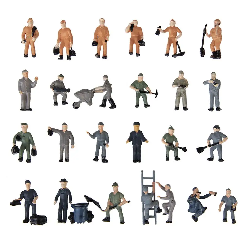 25pcs Hand Painted Railroad Man Figurines Train Railways 87