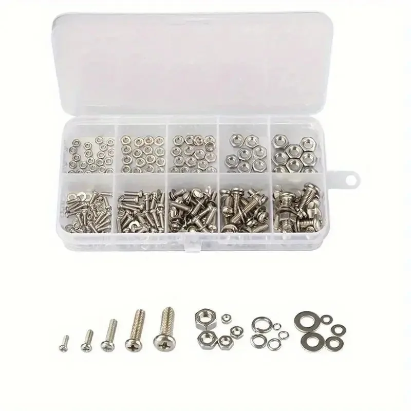 Durable Hex Nut & Bolt Assortment - 320PCS M2-M5 Universal Hardware Set for Home & Industrial Use