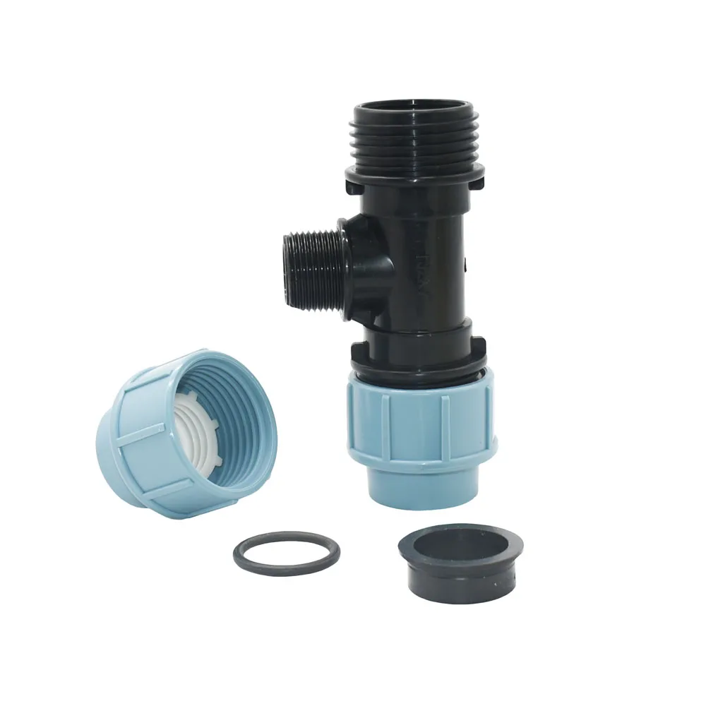 20/25/32mm PE Tube Elbow Tee Hose splitter Fitting With 1/2 3/4 1