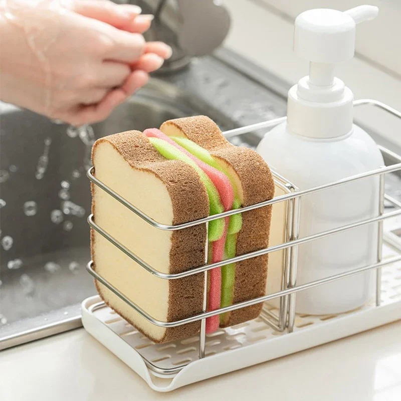 Cute Toast Sandwich Sponge Cleaning Brush Dishwashing Pot Brush Household Cleaning Tools Cleaner Kitchen Cleaning Supplies