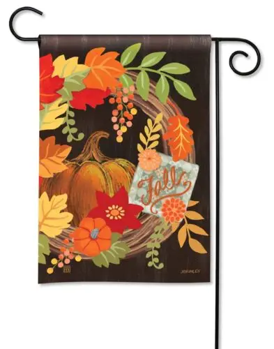 Harvest Grapevine Wreath Garden Flag