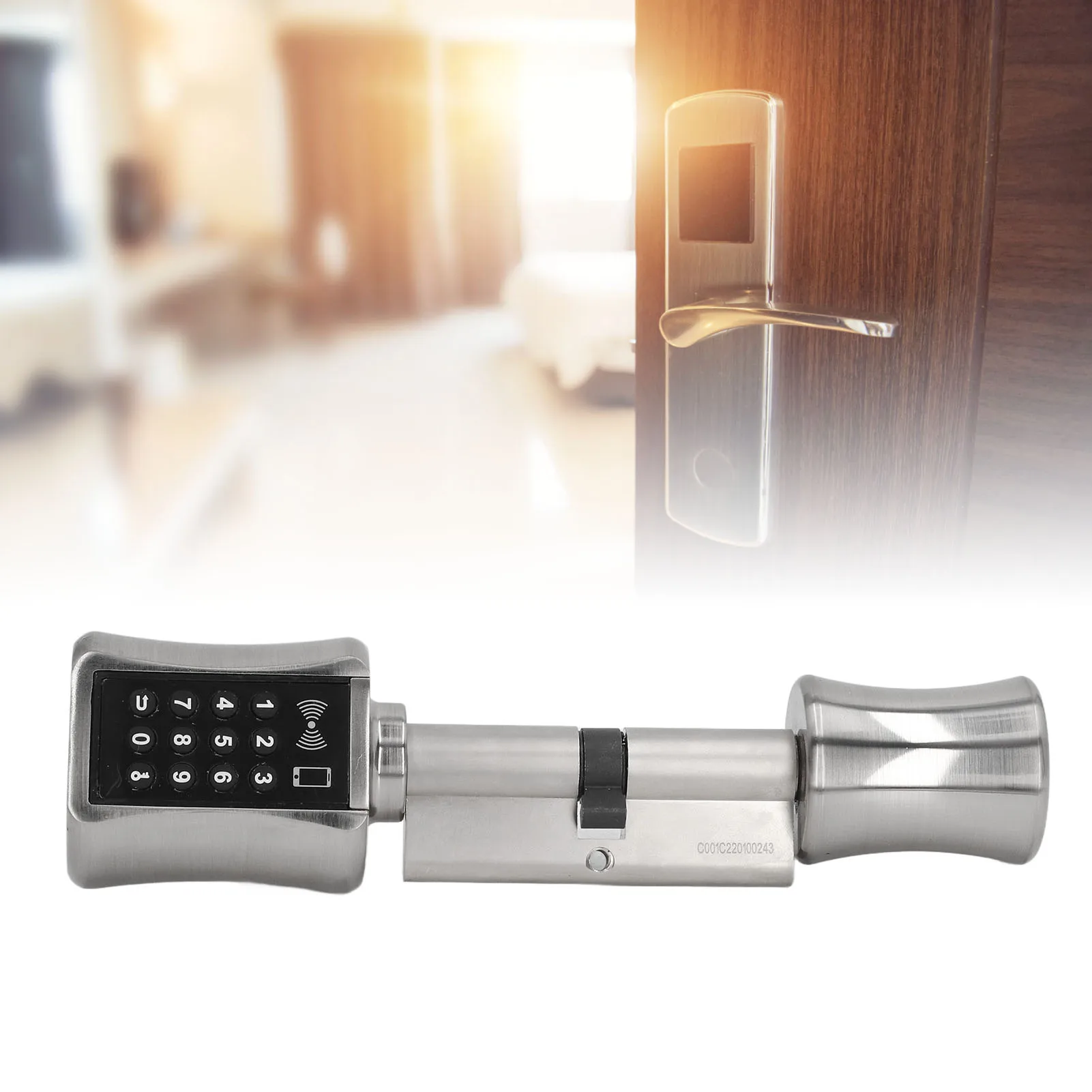 

Keyless Electric Lock Stainless Steel Brass Low Consumption Smart Cylinder Lock with Emergency Interface Smart Cylinder Lock