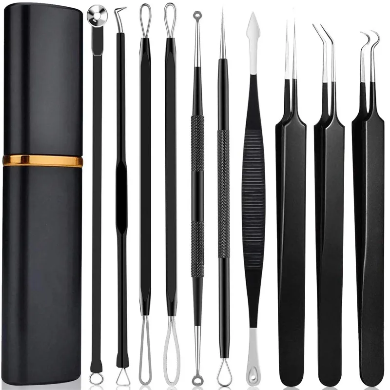 

10Pcs Acne Blackhead Removal Needles Black Dots Cleaner Comedone Extractor Kit Deep Cleansing Tool Face Nose Skin Care Tools