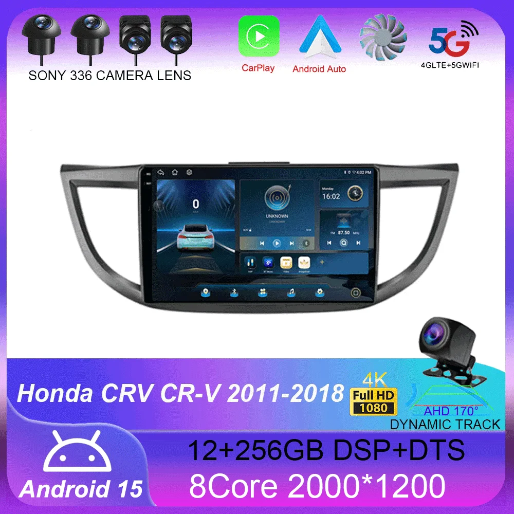 

Android 15 Carplay Auto For Honda CRV CR-V 2011-2018 Car Radio Multimedia Video Player Navigation GPS No 2Din 2 Din DVD DSP 4G